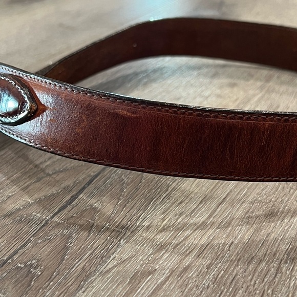 Vintage Brighton Hand Made USA Leather Patina Silver Buckle Clasp Ornate - Picture 6 of 9